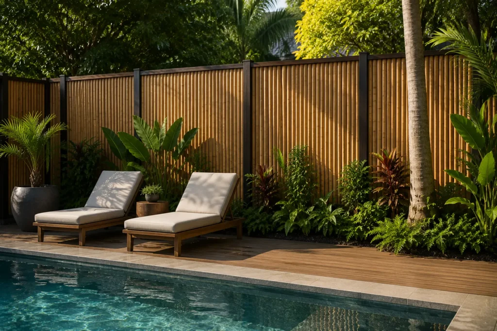 poolside bamboo fence