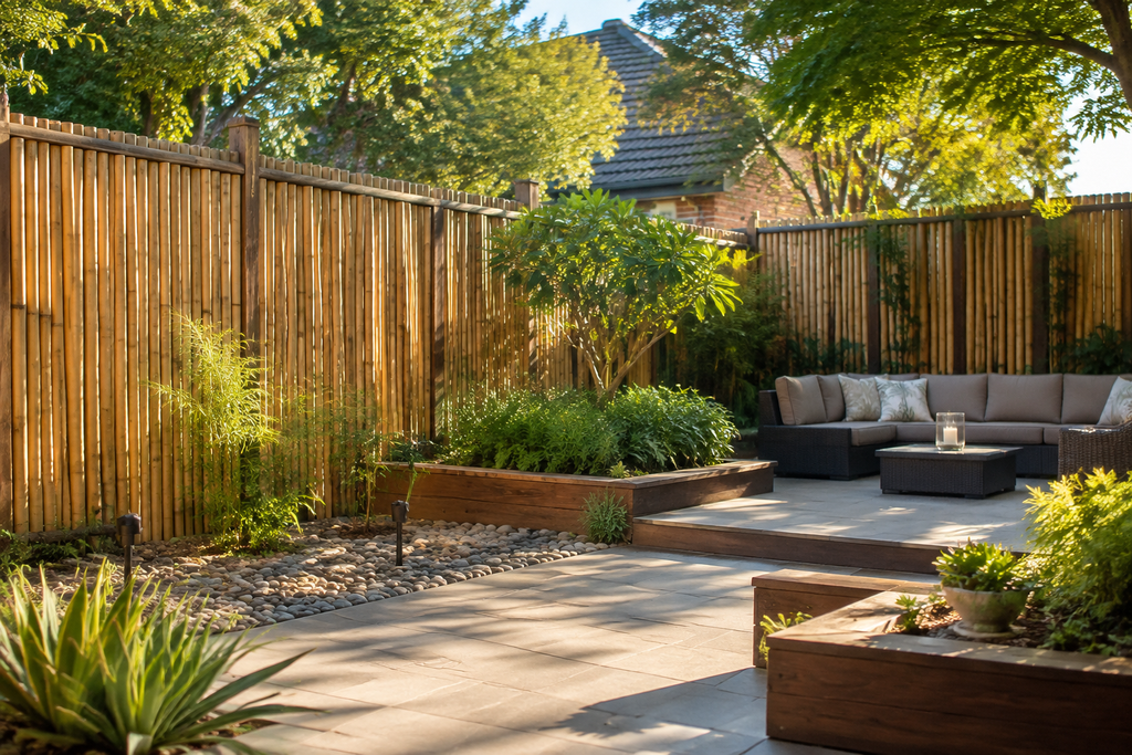 Bamboo fence used in Australian garden design