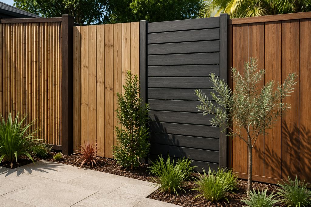 Bamboo panels and timber fencing material comparison