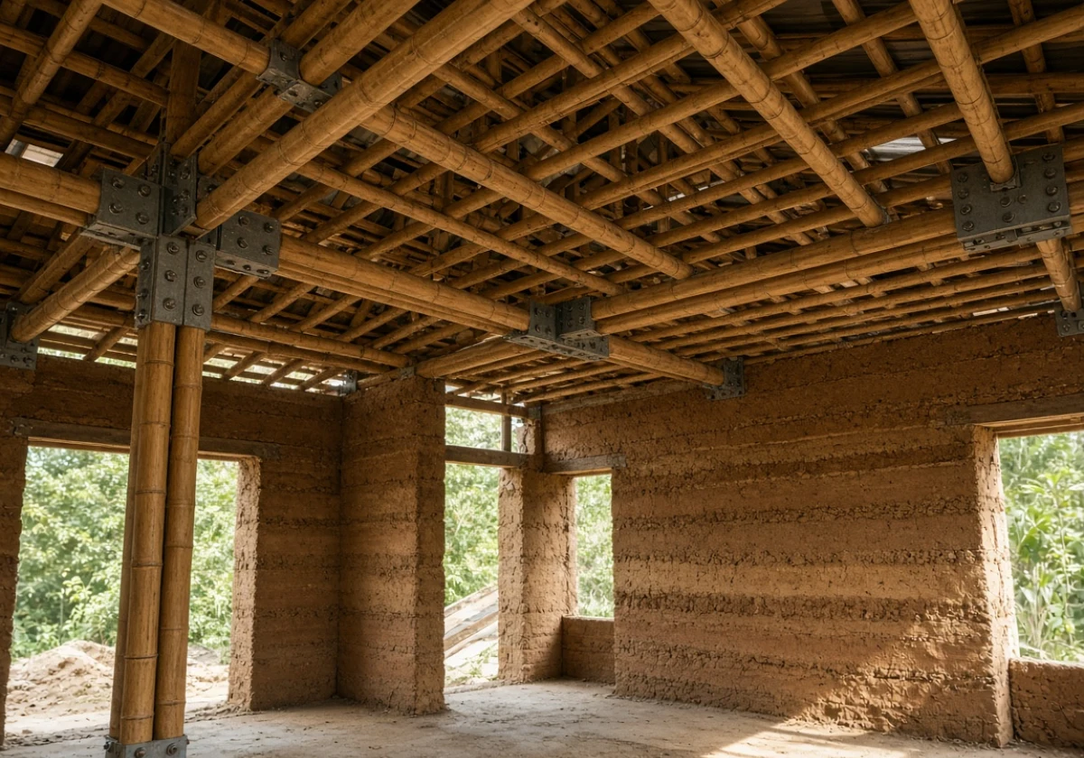 Interior of a sustainable home under construction